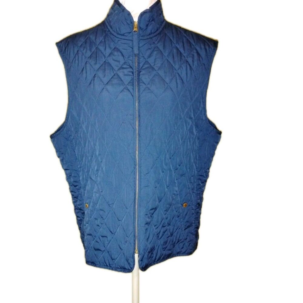 Lands Ends Women's Size 1X Light Puffer Blue Snap Front Pockets Vintage